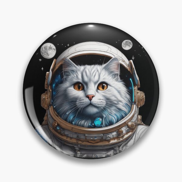 Item preview, white space cat with brown eyes with the full moon. Stellar cat. designed and sold by By-Jeff.