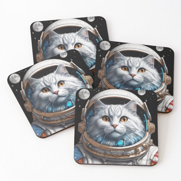 Item preview, white space cat with brown eyes with the full moon. Stellar cat. designed and sold by By-Jeff.