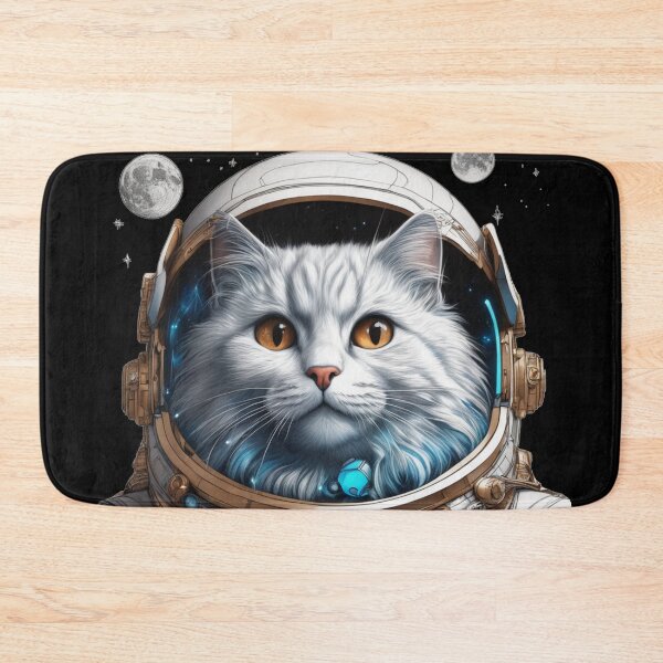 Item preview, white space cat with brown eyes with the full moon. Stellar cat. designed and sold by By-Jeff.