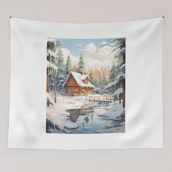 Item preview, Watercolor Whispers: A Winter Cabin in the Woods designed and sold by Shirtastically.