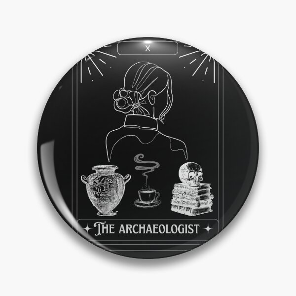 Item preview, The Archaeologist Tarot Card - Explorer Woman with antique ceramic vase, skull on books and coffee  - Tarot Art - Halloween designed and sold by Carola-art.