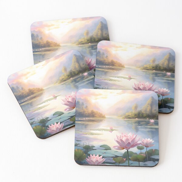 Item preview, Sunrise Sanctuary: A Lotus Pond in Watercolor designed and sold by Shirtastically.