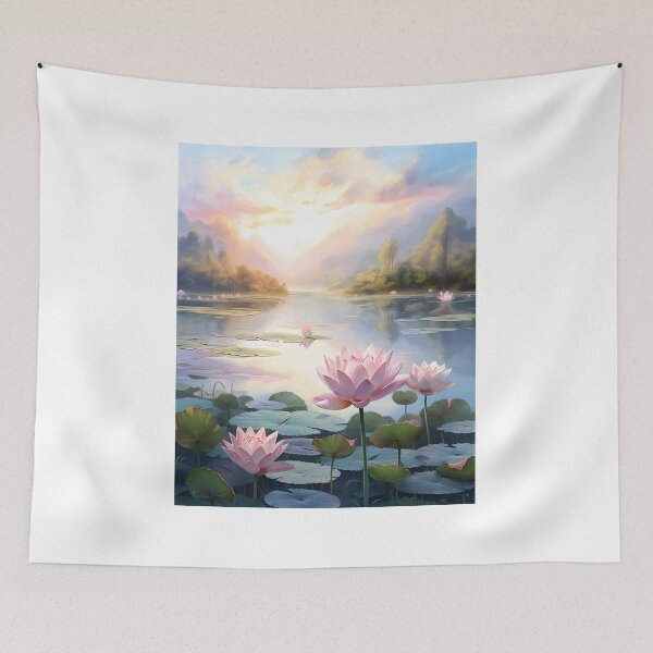 Item preview, Sunrise Sanctuary: A Lotus Pond in Watercolor designed and sold by Shirtastically.