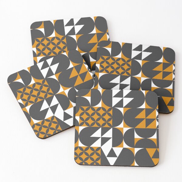 Item preview, Minimal Midcentury BLACK WHITE & ORANGE design | Geometric pattern designed and sold by MyThemesDesign.
