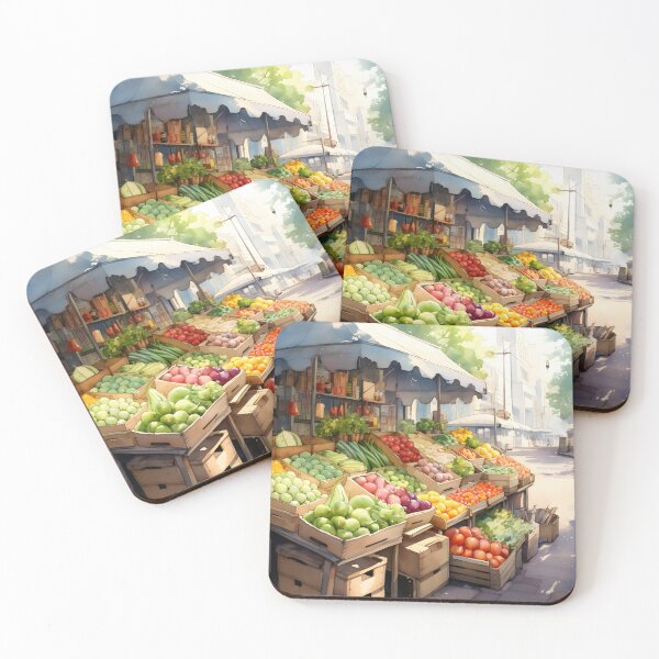 Item preview, Farmers Market in Full Swing: A Watercolor Art designed and sold by Shirtastically.
