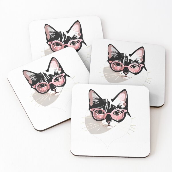 Item preview, Artist Linda Lee; Cat With Pink Glasses-Callie designed and sold by TheAbayArt.