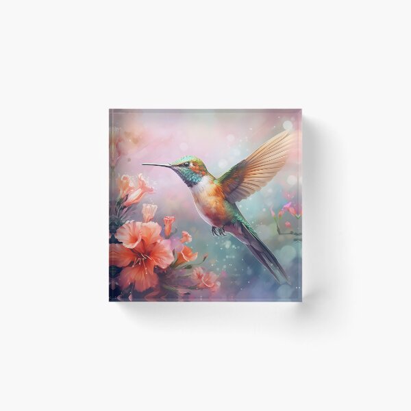 Item preview, Hovering Harmony: A Watercolor Hummingbird Scene designed and sold by Shirtastically.