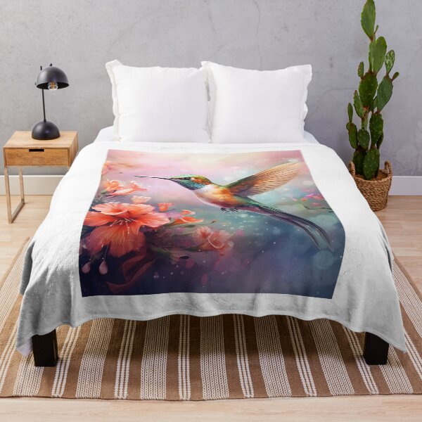 Item preview, Hovering Harmony: A Watercolor Hummingbird Scene designed and sold by Shirtastically.