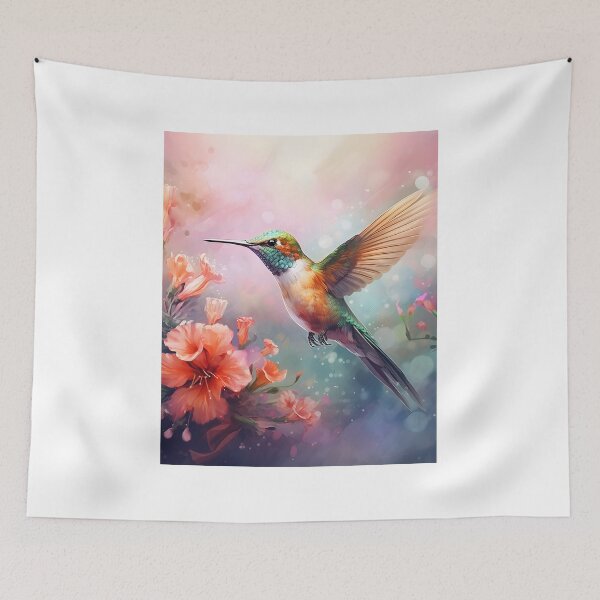Item preview, Hovering Harmony: A Watercolor Hummingbird Scene designed and sold by Shirtastically.