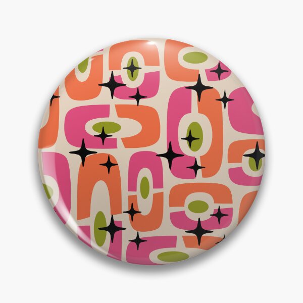 Item preview, Mid Century Modern Atomic Age Pattern 529 Mid Mod Orange Pink and Olive Green designed and sold by tonymagnerart.