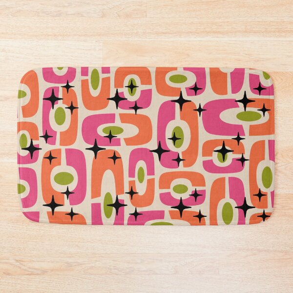 Item preview, Mid Century Modern Atomic Age Pattern 529 Mid Mod Orange Pink and Olive Green designed and sold by tonymagnerart.