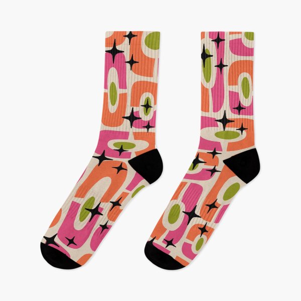 Item preview, Mid Century Modern Atomic Age Pattern 529 Mid Mod Orange Pink and Olive Green designed and sold by tonymagnerart.