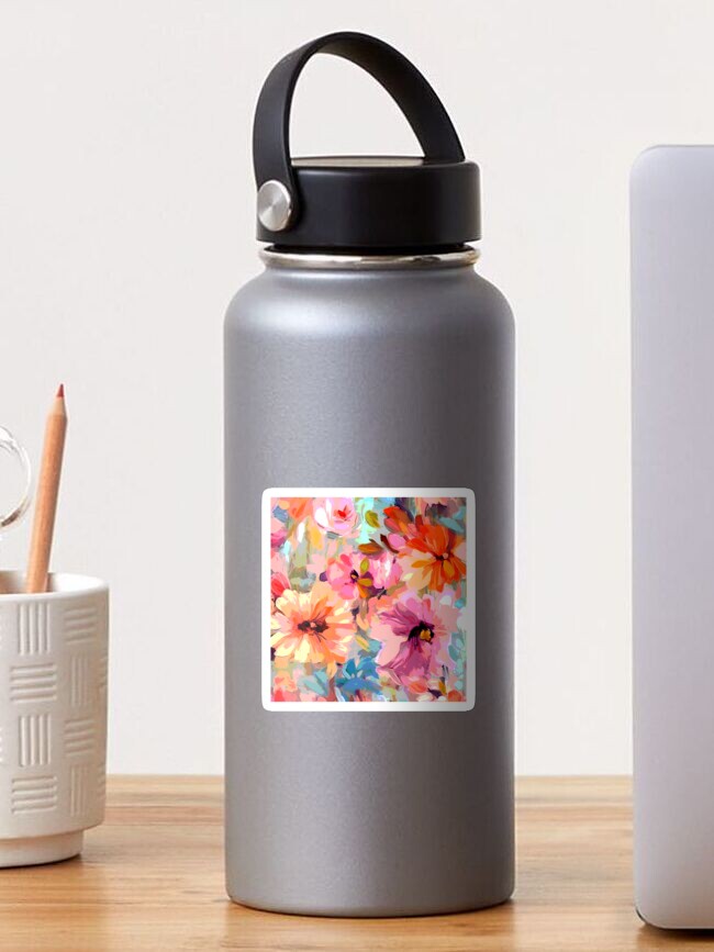 Pretty in Pink Trendy Floral Print Water Bottle by DEC02