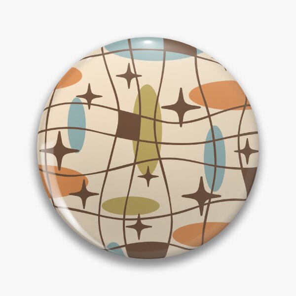 Item preview, Mid Century Modern Atomic Age Cosmic Pattern 530 Mid Mod Orange Brown Blue and Olive Green designed and sold by tonymagnerart.