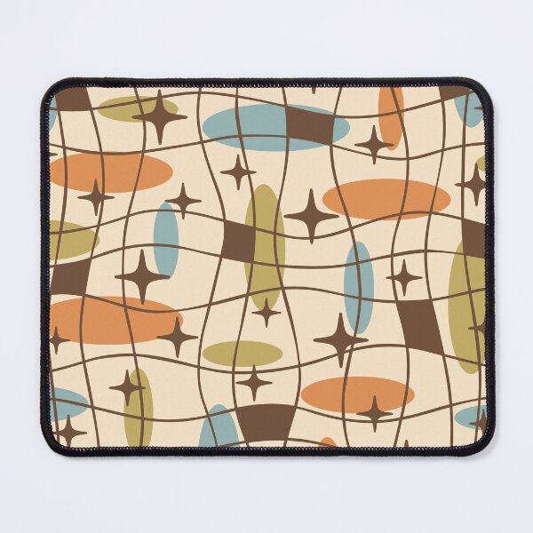 Item preview, Mid Century Modern Atomic Age Cosmic Pattern 530 Mid Mod Orange Brown Blue and Olive Green designed and sold by tonymagnerart.