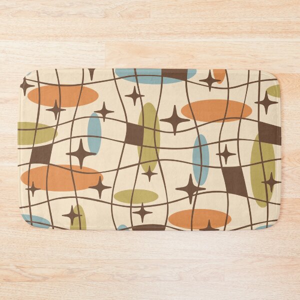 Item preview, Mid Century Modern Atomic Age Cosmic Pattern 530 Mid Mod Orange Brown Blue and Olive Green designed and sold by tonymagnerart.