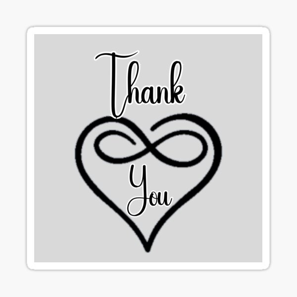 20 Stickers - Thank You Heart - Black on White