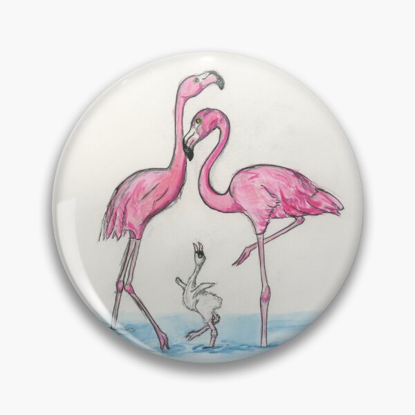 Item preview, Flamingos Watercolor and Ink Painting designed and sold by Crystal Odenkirk.