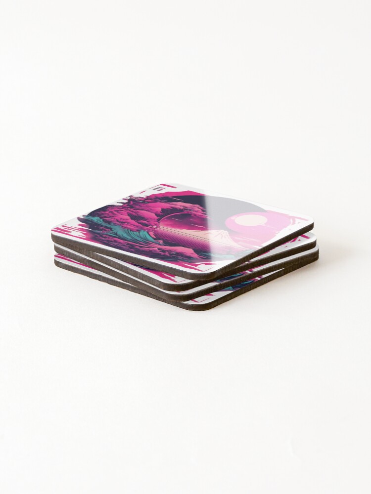 Thumbnail 4 of 5, Coasters (Set of 4), Japan Synthwave designed and sold by RagingPixie.