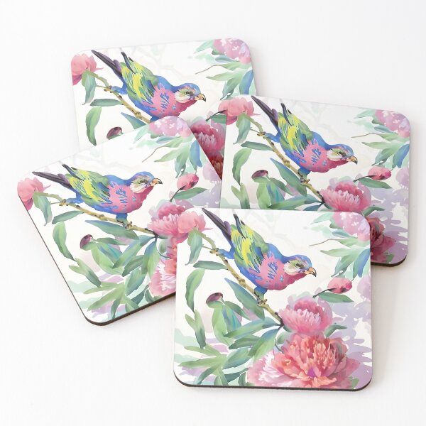 Item preview, Grumpy bird and peonies designed and sold by SophieClimaArt.