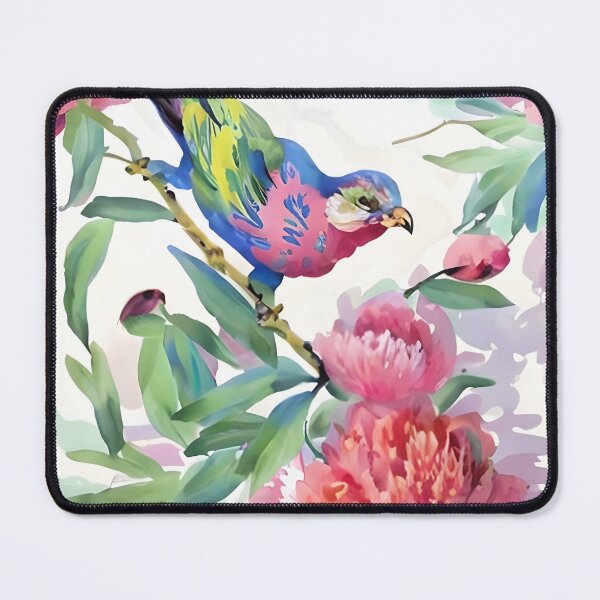 Item preview, Grumpy bird and peonies designed and sold by SophieClimaArt.
