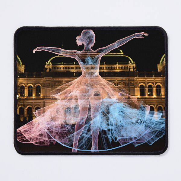 Item preview, Colorful projection of a ballerina in front of the Vienna opera in the styles of holography and futuristic technological art designed and sold by AI-Only Creations.