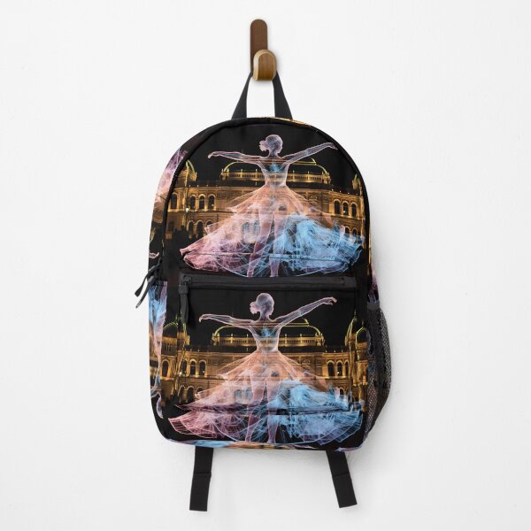 Item preview, Colorful projection of a ballerina in front of the Vienna opera in the styles of holography and futuristic technological art designed and sold by AI-Only Creations.