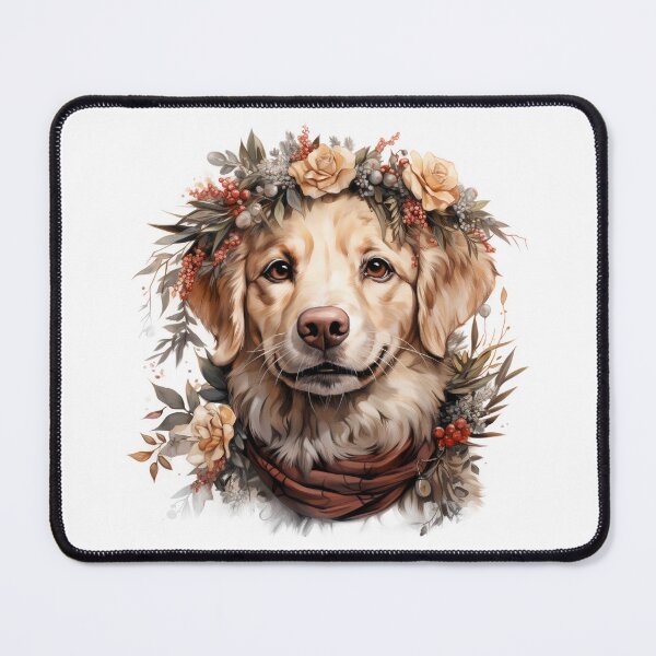 Item preview, Jack Russel Terrier wearing a floral head wreath. designed and sold by PawsandPages.