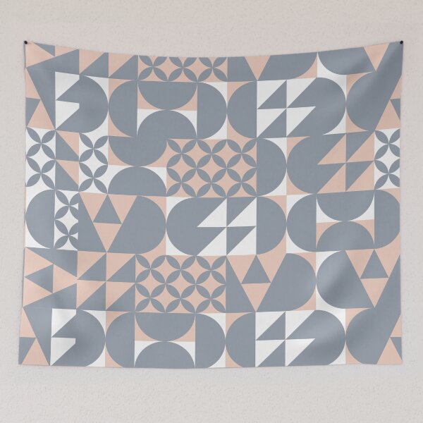 Item preview, Minimal Midcentury SOFT PASTELS BUSH PINK design | Geometric pattern designed and sold by MyThemesDesign.