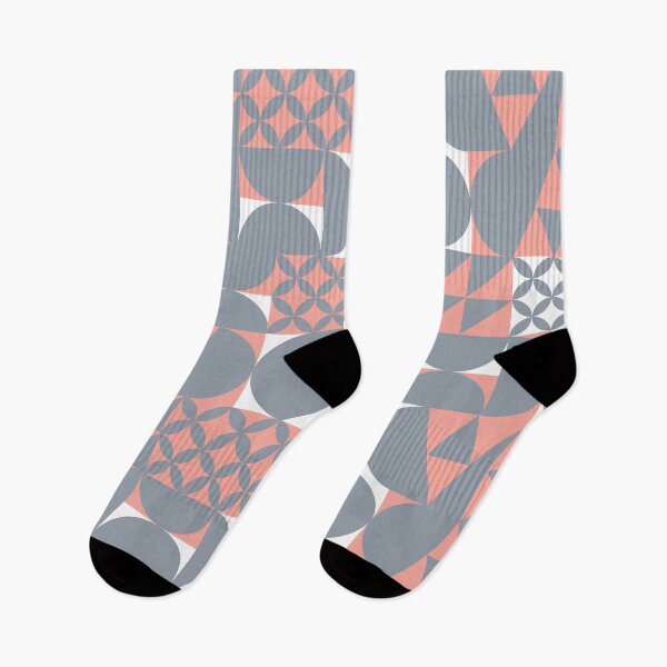Item preview, Minimal Midcentury PEACHY GRAY design | Geometric pattern designed and sold by MyThemesDesign.