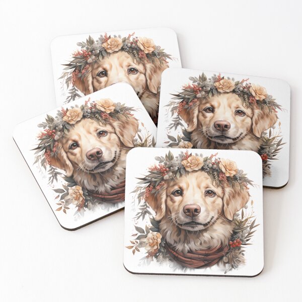 Item preview, Jack Russel Terrier wearing a floral head wreath. designed and sold by PawsandPages.