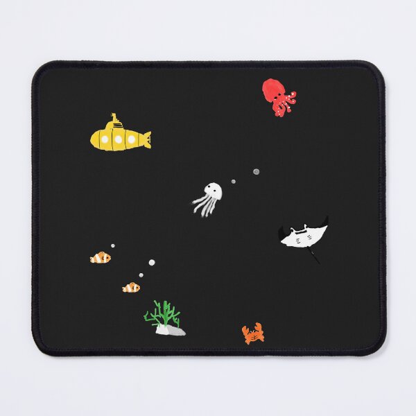 Item preview, Cute Ocean Sea Animals Cartoon. Aquatic Life Under the Sea Diving on Black Background  designed and sold by WASHINGMACHINE’s vacation.