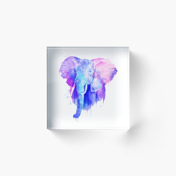 Elephant, Watercolor Elephant Acrylic Block