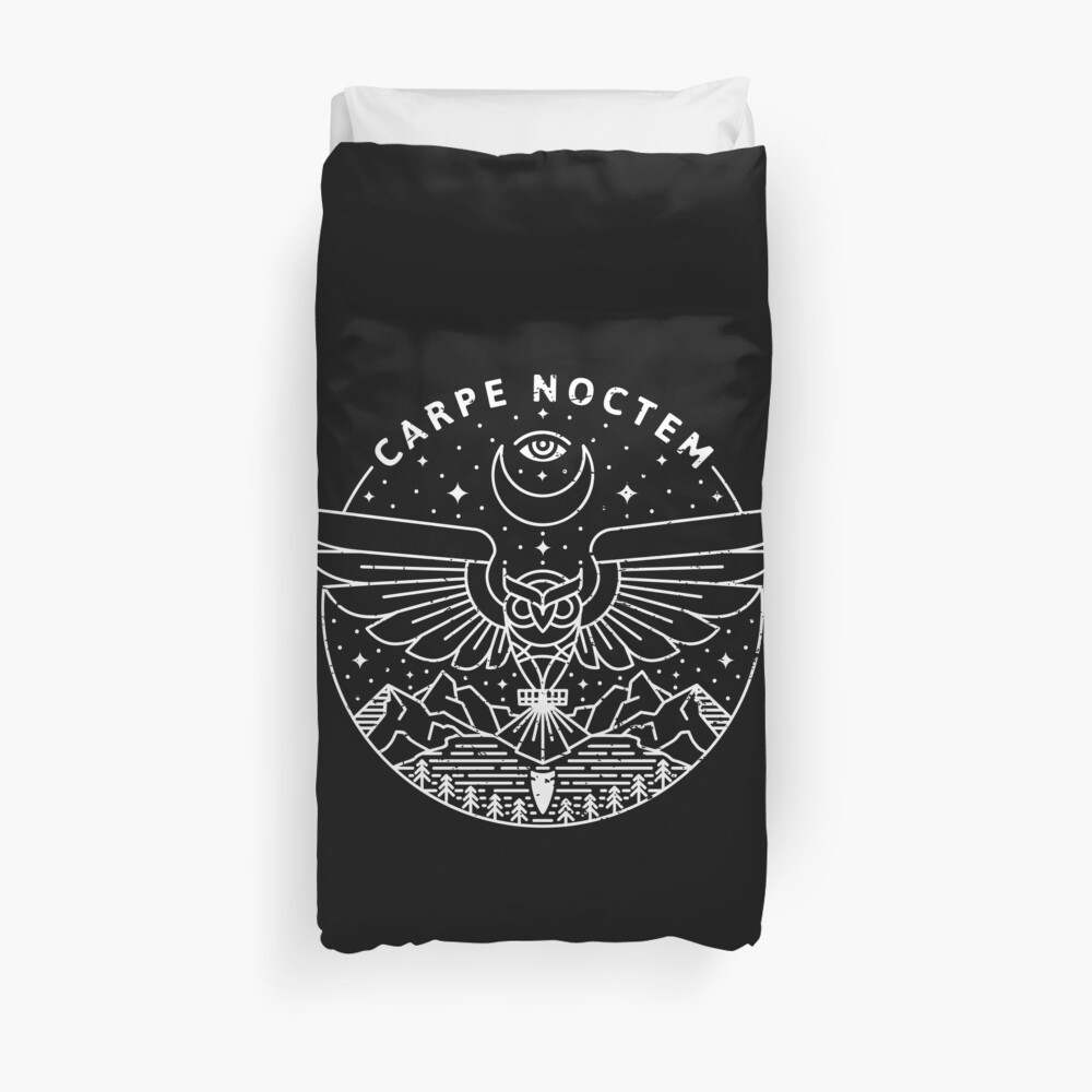 Carpe Noctem / White Duvet Cover