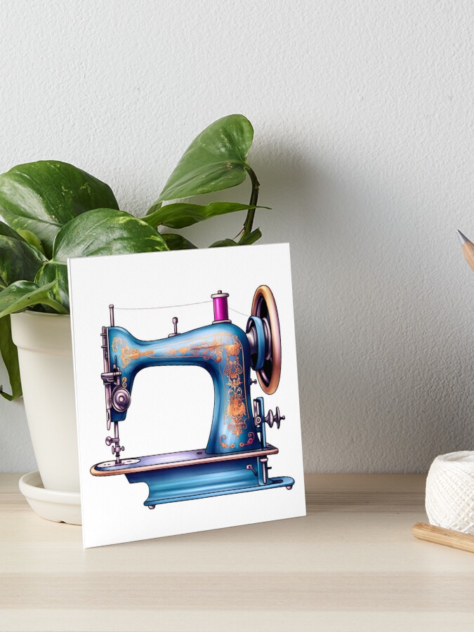 Vintage Sewing Machine Art Board Print by YumeeCraft