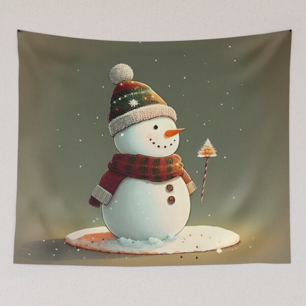 Item preview, Christmas Tree Snow Snowman Beautiful Winter Night V50 designed and sold by DreamingAwake1.
