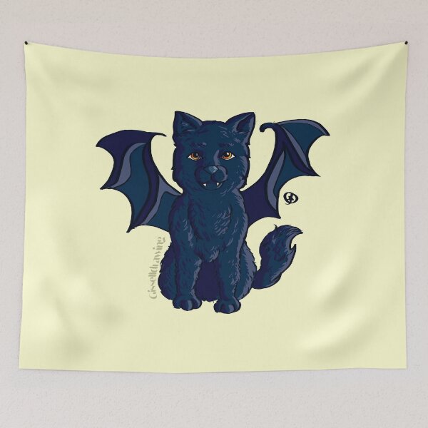 Item preview, little black bat cat designed and sold by gisselldrawn.