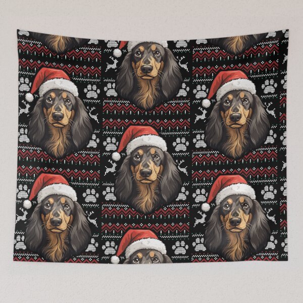 Item preview, Long Haired Dachshund Ugly Sweater Christmas designed and sold by rafaeltto.