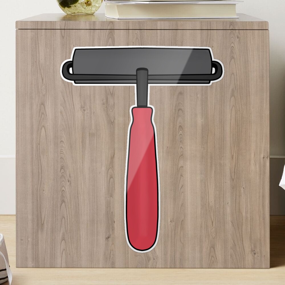 Rubber Brayer Roller Woodcut Sticker for Sale by shopdiego