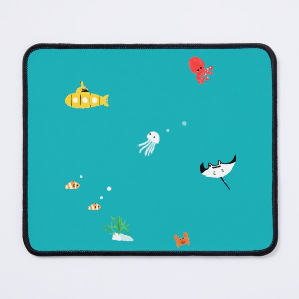 Item preview, Cute Ocean Sea Animals Cartoon. Aquatic Life Painting Under the Sea Diving on Turquoise Blue Background  designed and sold by WASHINGMACHINE’s vacation.