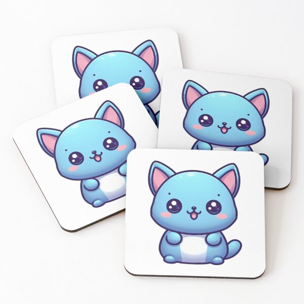 Item preview, Whimsical Blue Kitty Cartoon Art designed and sold by Hyperreals.