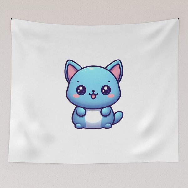 Item preview, Whimsical Blue Kitty Cartoon Art designed and sold by Hyperreals.