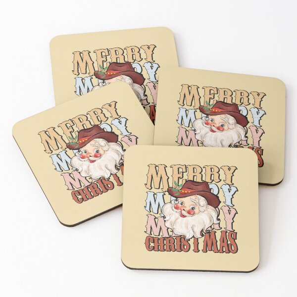 Item preview, Merry Merry Merry Christmas Cowboy Santa designed and sold by ArtMeetsPizza.