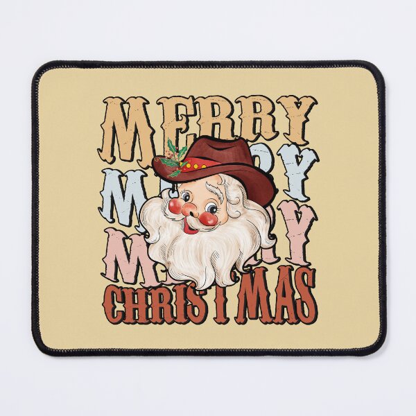 Item preview, Merry Merry Merry Christmas Cowboy Santa designed and sold by ArtMeetsPizza.
