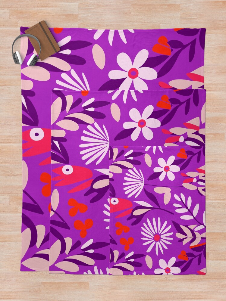 Thumbnail 5 of 6, Throw Blanket, Floral pattern designed and sold by timegraf.