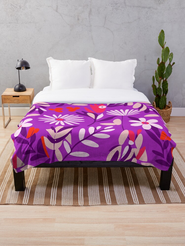 Thumbnail 1 of 6, Throw Blanket, Floral pattern designed and sold by timegraf.