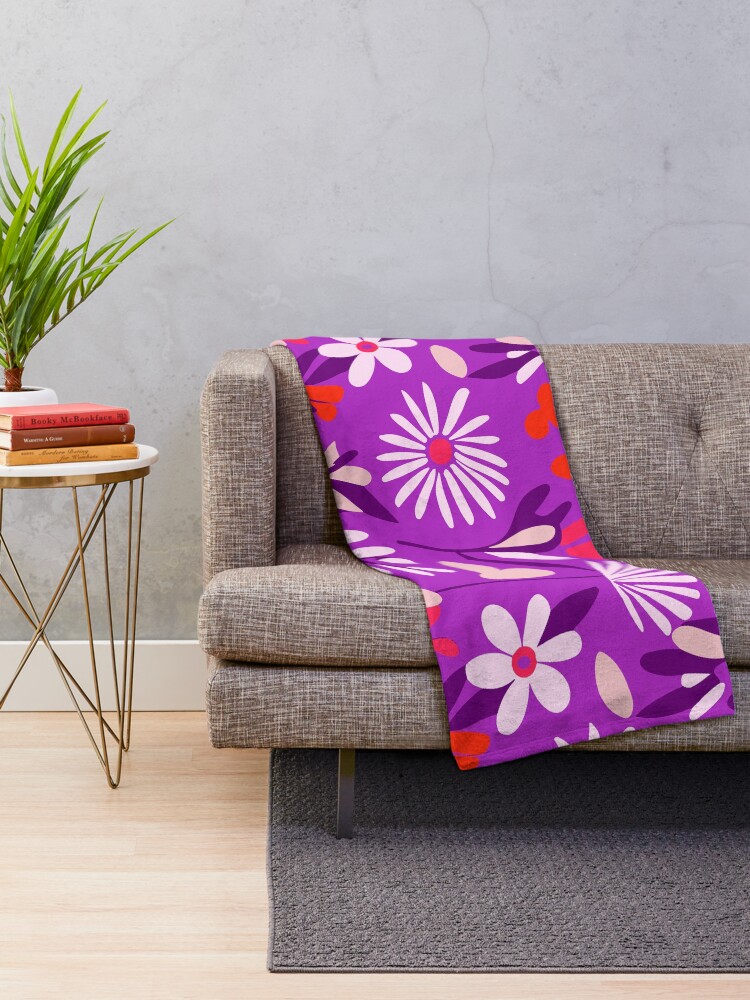 Thumbnail 2 of 6, Throw Blanket, Floral pattern designed and sold by timegraf.