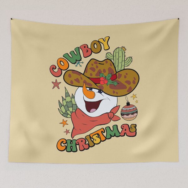 Item preview, Snowman Cowboy Hat Western Cactus Christmas designed and sold by ArtMeetsPizza.