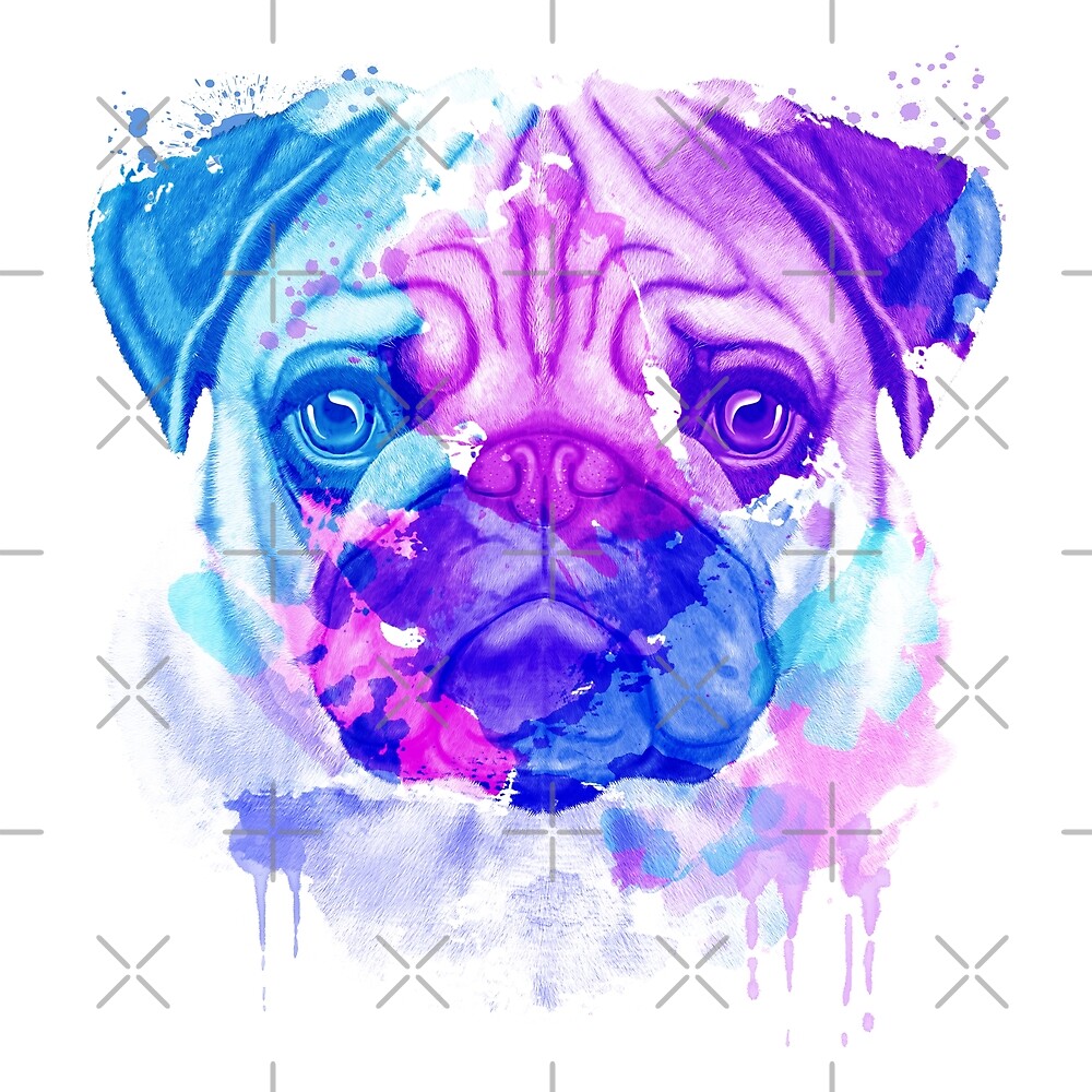 «Pug, Pug watercolor, Pug Dog Painting» de RomanDigitalArt Redbubble