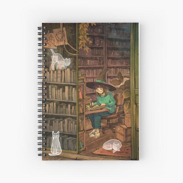 Studying at the Library Spiral Notebook